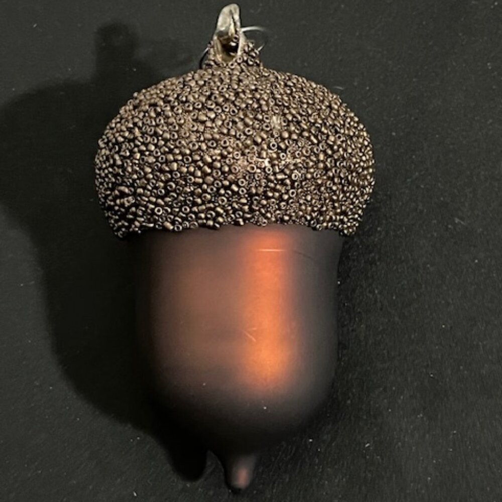 Large Handblown Glass Beaded Acorn Ornament